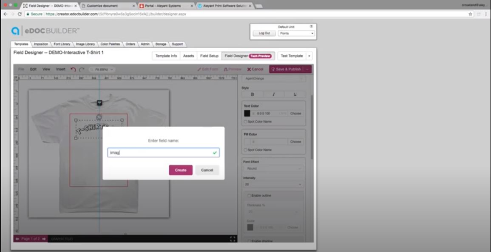 screenshot of Aleyant eDocBuilder